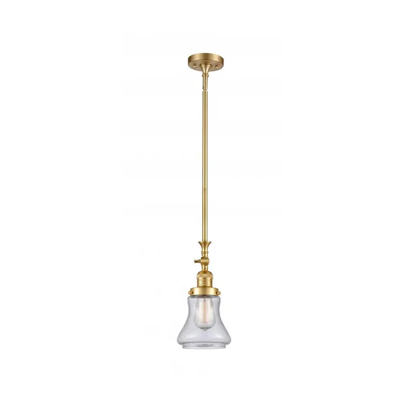 Franklin Restoration Bellmont 1 Light 7 inch Satin Gold Mini Pendant Ceiling Light in Seedy Glass, Franklin Restoration