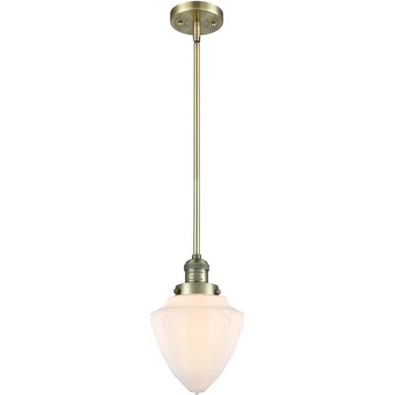 Franklin Restoration Bullet 1 Light 7 inch Antique Brass Mini Pendant Ceiling Light in Incandescent, Matte White