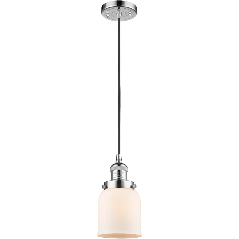 Franklin Restoration Bell 1 Light 5 inch Polished Chrome Mini Pendant Ceiling Light in Incandescent, Matte White, Franklin Restoration