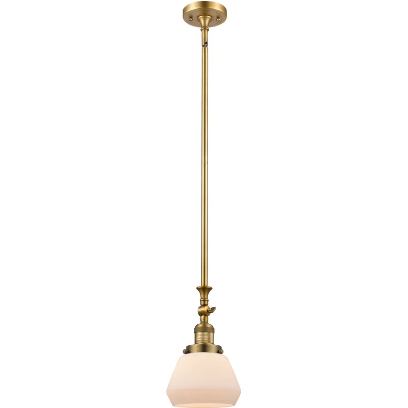 Franklin Restoration Fulton 1 Light 7 inch Brushed Brass Mini Pendant Ceiling Light in Incandescent, Matte White, Franklin Restoration