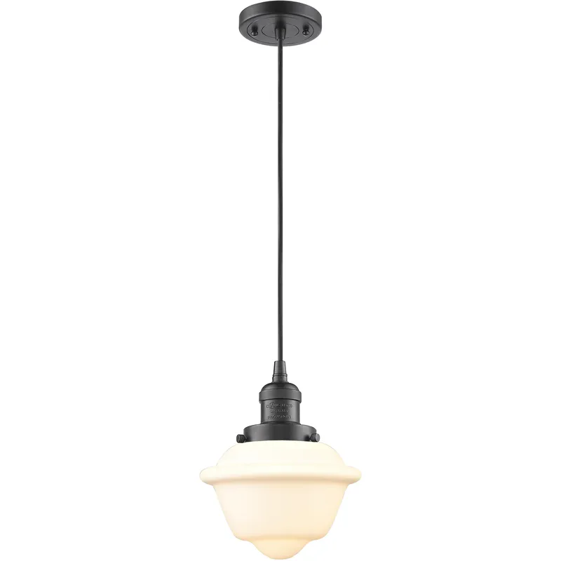 Franklin Restoration Oxford LED 7.5 inch Oil Rubbed Bronze Mini Pendant Ceiling Light in Matte White, Franklin Restoration
