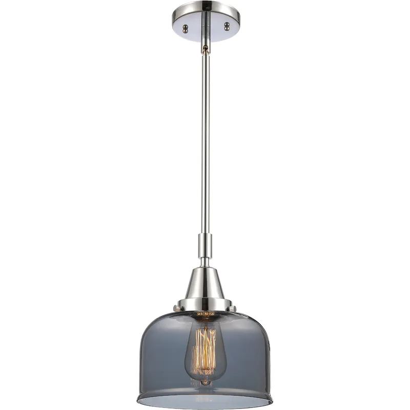 Franklin Restoration X-Large Bell LED 12 inch Polished Chrome Mini Pendant Ceiling Light in Plated Smoke Glass