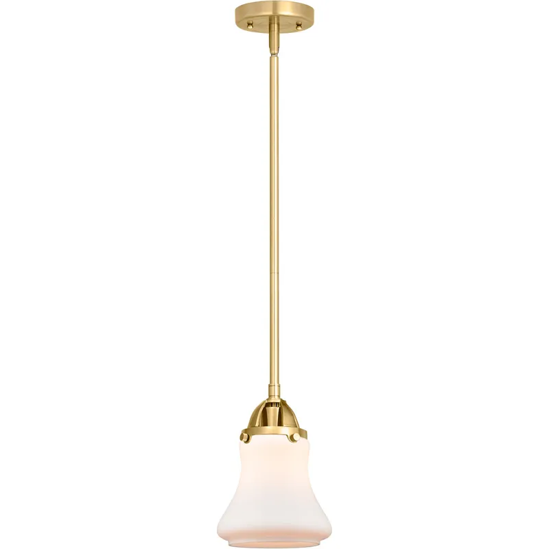 Nouveau 2 Bellmont 1 Light 6 inch Satin Gold Mini Pendant Ceiling Light in Matte White Glass