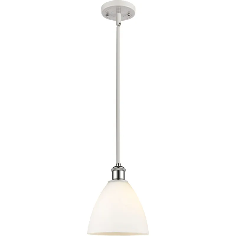 Ballston Dome LED 7.5 inch White and Polished Chrome Mini Pendant Ceiling Light in Matte White Glass