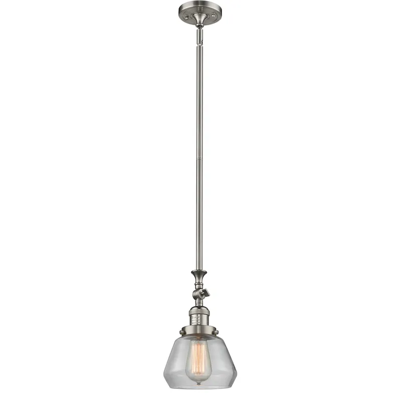 Franklin Restoration Fulton 1 Light 7 inch Brushed Satin Nickel Mini Pendant Ceiling Light in Incandescent, Clear, Franklin Restoration
