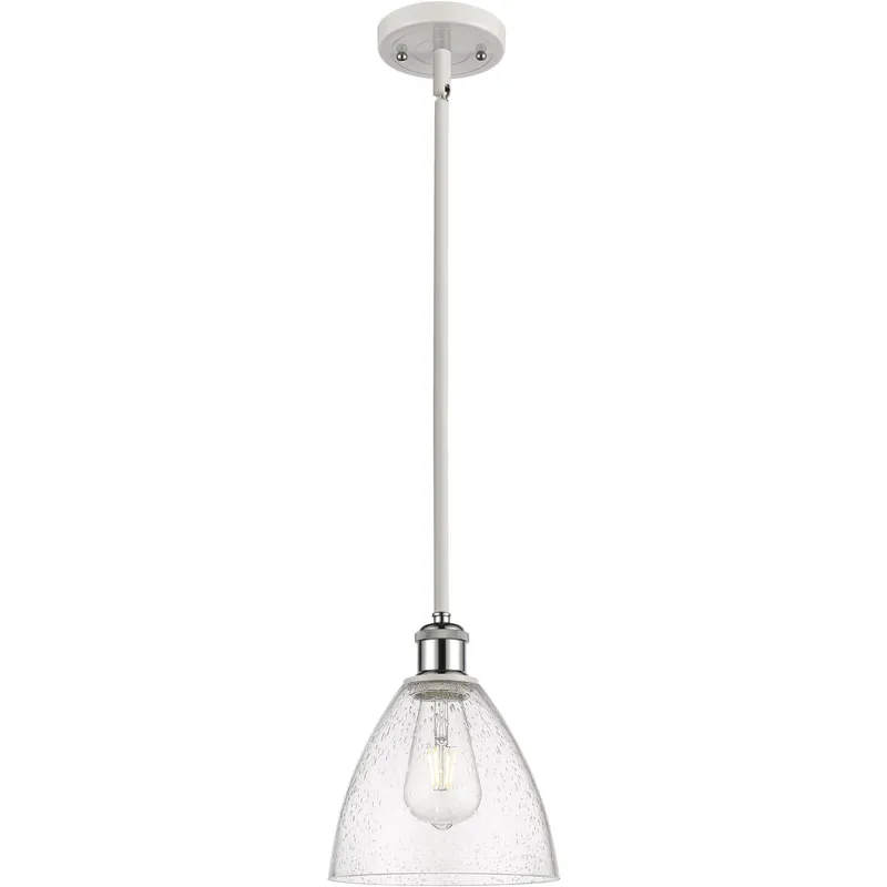 Ballston Dome LED 8 inch White and Polished Chrome Mini Pendant Ceiling Light in Seedy Glass