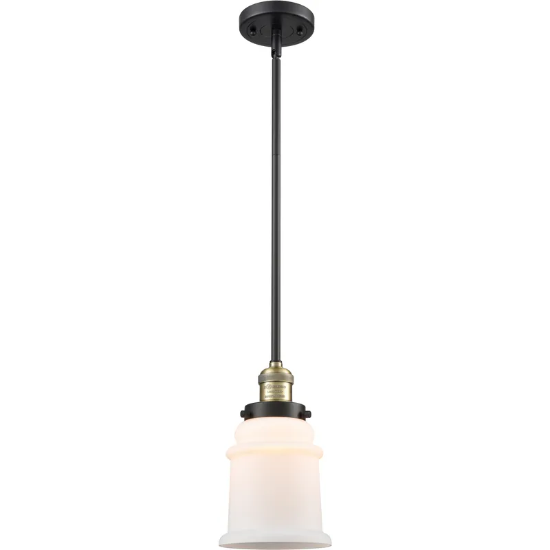 Franklin Restoration Canton 1 Light 6.5 inch Black Antique Brass Mini Pendant Ceiling Light in Incandescent, Matte White, Franklin Restoration