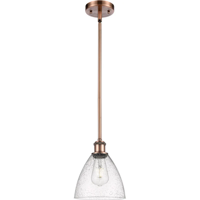 Ballston Dome LED 7.5 inch Antique Copper Mini Pendant Ceiling Light in Seedy Glass