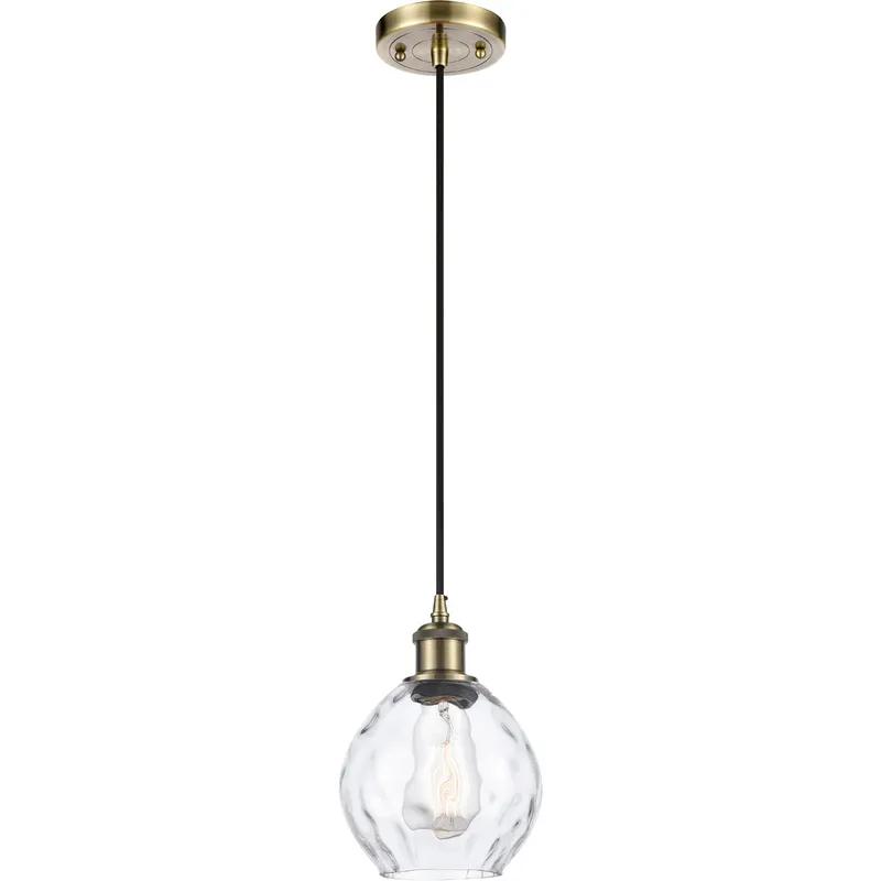 Ballston Small Waverly LED 6 inch Antique Brass Mini Pendant Ceiling Light in Black Textured, Ballston