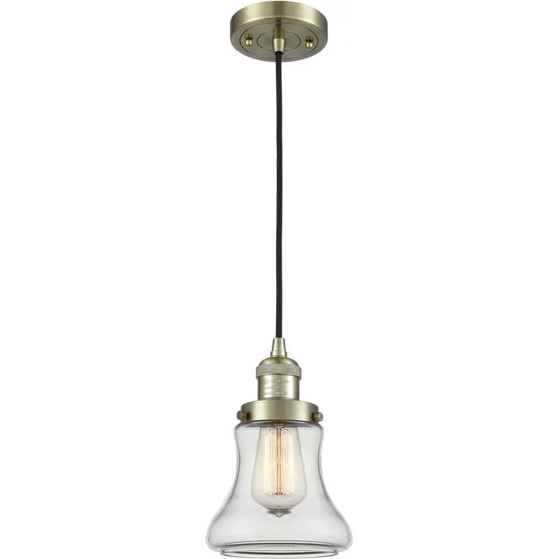 Franklin Restoration Bellmont 1 Light 6.25 inch Antique Brass Mini Pendant Ceiling Light in Incandescent, Clear, Franklin Restoration