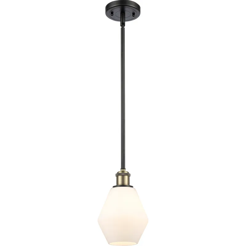 Ballston Cindyrella LED 6 inch Black Antique Brass Mini Pendant Ceiling Light in Matte White Glass