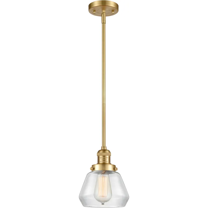 Franklin Restoration Fulton LED 7 inch Satin Gold Mini Pendant Ceiling Light in Clear, Franklin Restoration