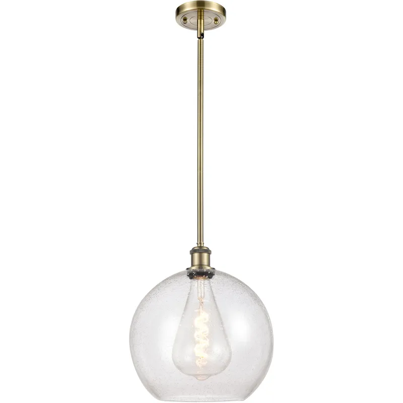 Ballston Athens 1 Light 12 inch Antique Brass Mini Pendant Ceiling Light in Seedy Glass