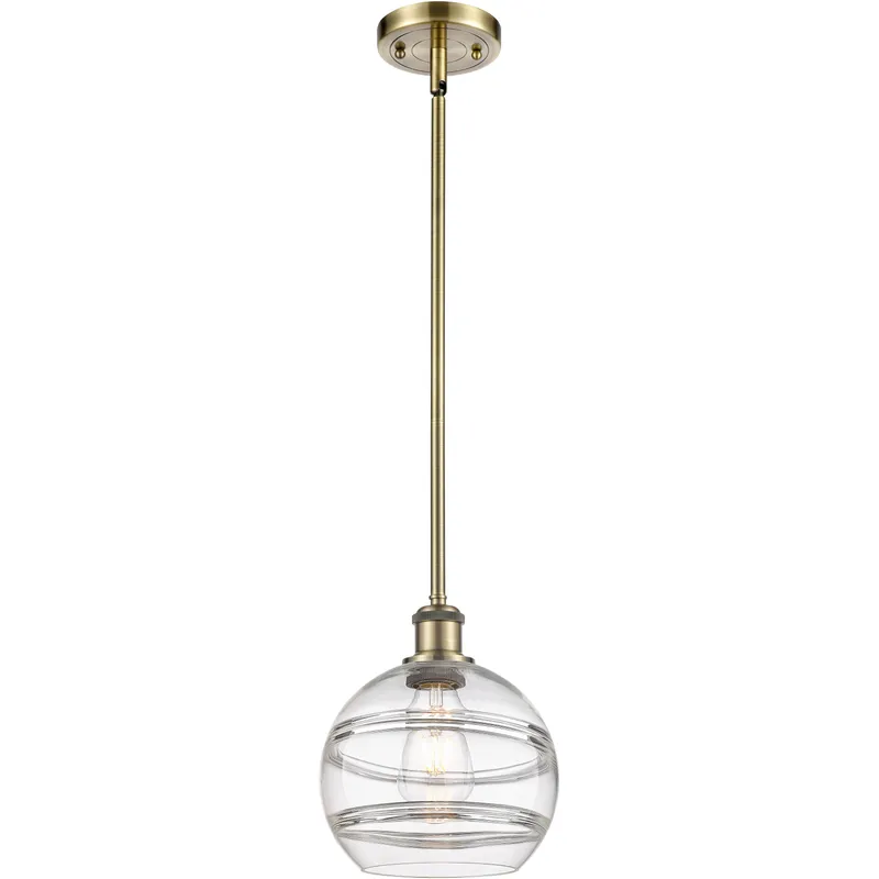 Ballston Rochester 1 Light 8 inch Antique Brass Stem Hung Mini Pendant Ceiling Light