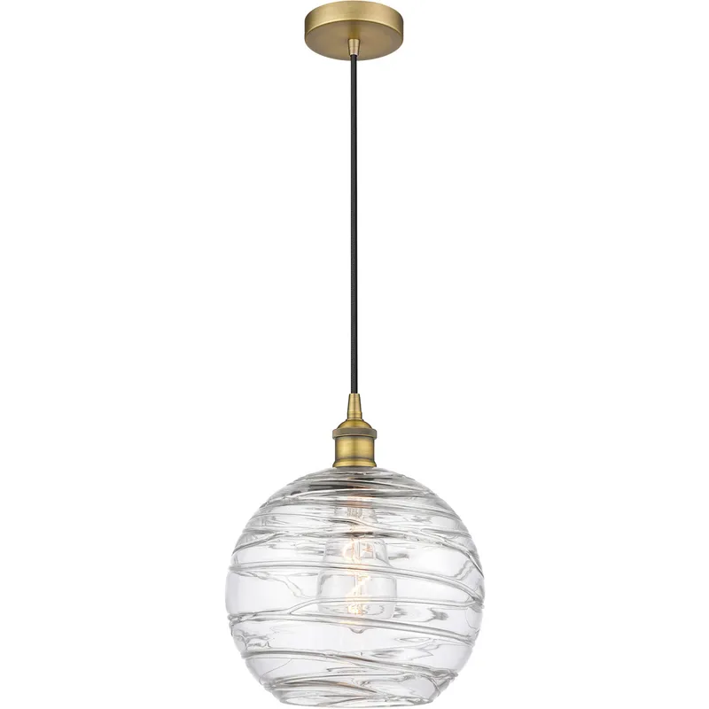 Edison Athens Deco Swirl LED 10 inch Brushed Brass Mini Pendant Ceiling Light