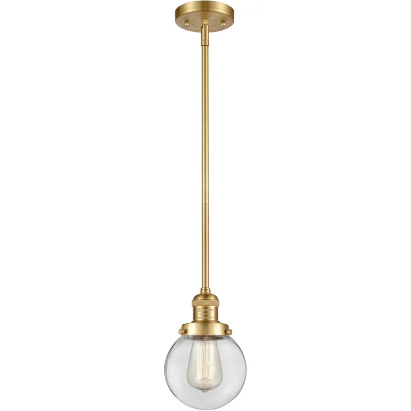 Franklin Restoration Beacon 1 Light 6 inch Satin Gold Mini Pendant Ceiling Light in Incandescent, Clear, Franklin Restoration