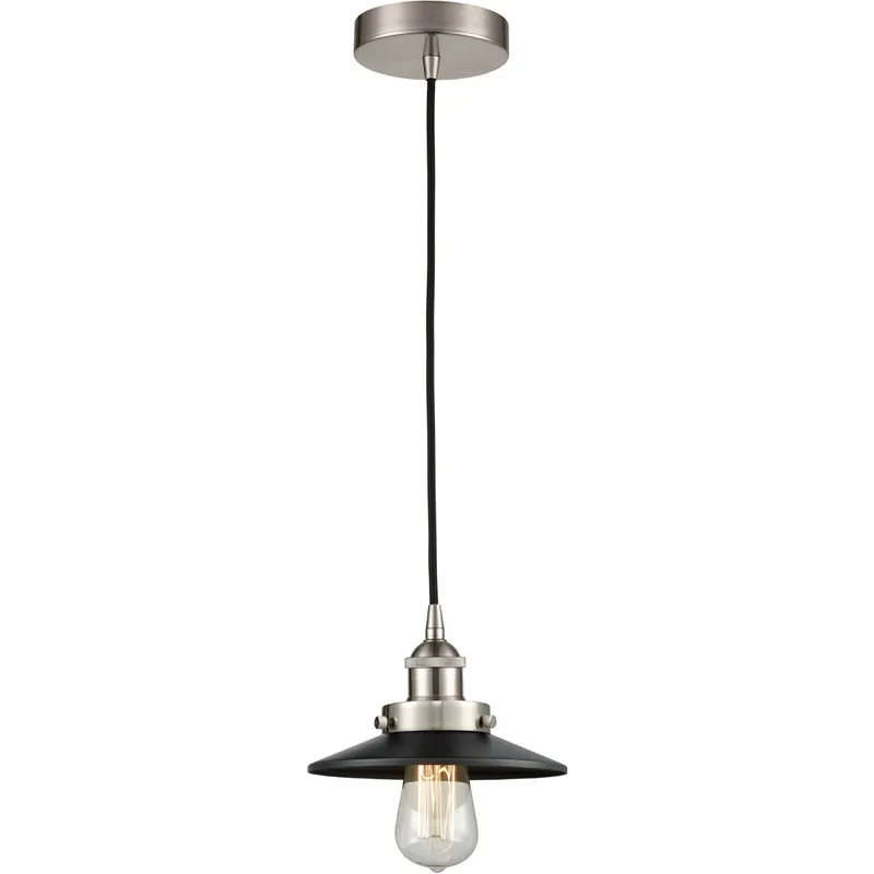 Edison Railroad 1 Light 8 inch Brushed Satin Nickel Mini Pendant Ceiling Light