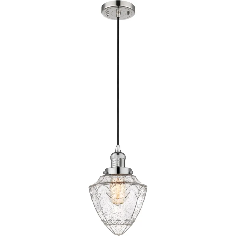 Franklin Restoration Bullet 1 Light 7 inch Polished Nickel Mini Pendant Ceiling Light in Incandescent, Seedy