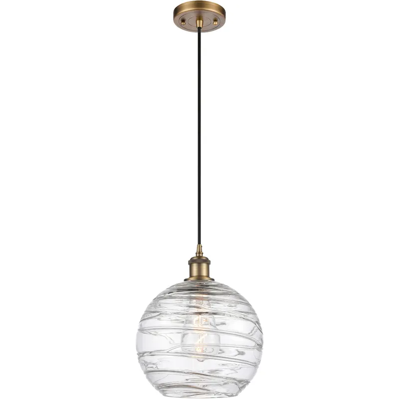 Ballston Large Deco Swirl 1 Light 10 inch Brushed Brass Mini Pendant Ceiling Light, Ballston