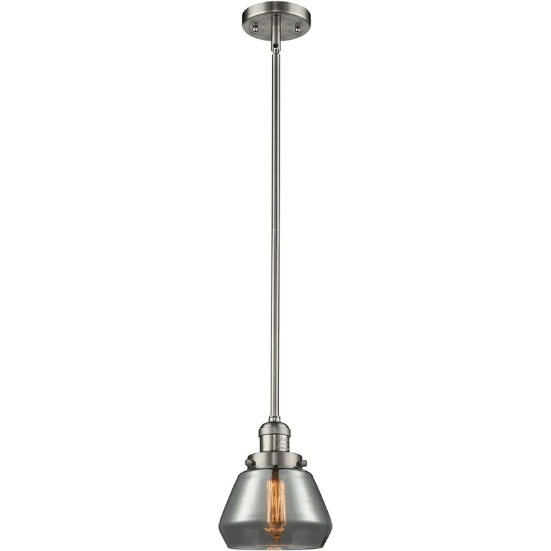Franklin Restoration Fulton 1 Light 7 inch Brushed Satin Nickel Mini Pendant Ceiling Light in Bulb Not Included, Light Smoke Glass, Franklin Restoration