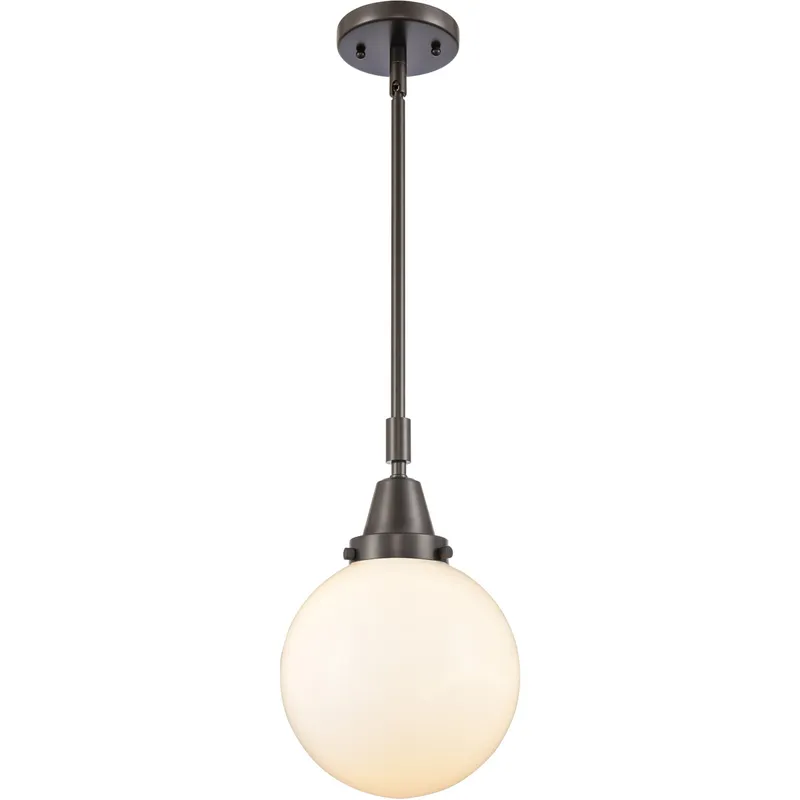 Beacon 1 Light 8 inch Oil Rubbed Bronze Mini Pendant Ceiling Light in Matte White Glass