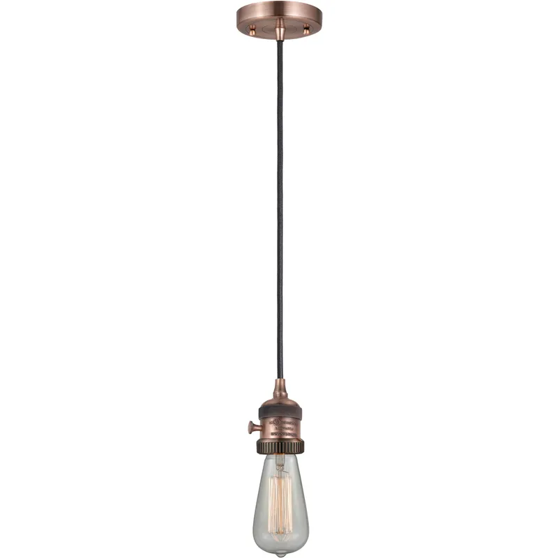 Franklin Restoration Bare Bulb LED 2 inch Antique Copper Mini Pendant Ceiling Light