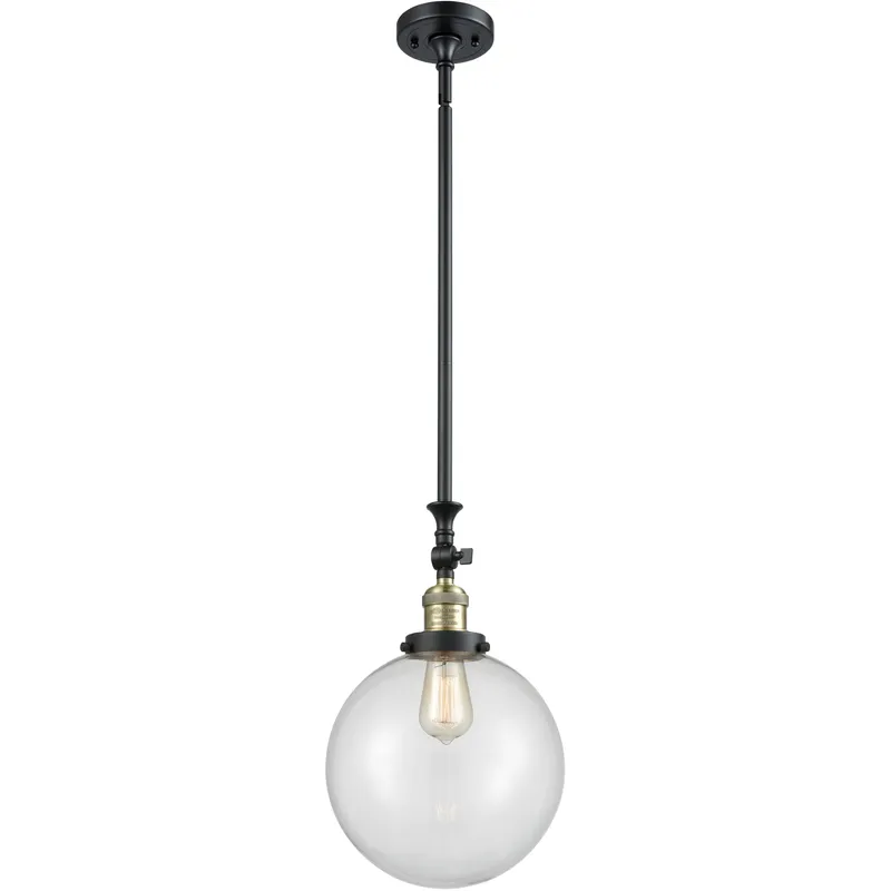 Franklin Restoration Beacon 1 Light 10 inch Black Antique Brass Mini Pendant Ceiling Light in Incandescent, Clear, Franklin Restoration