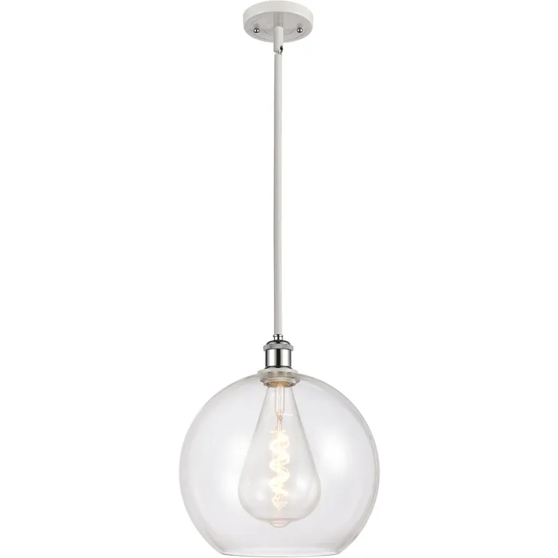 Ballston Athens 1 Light 12 inch White and Polished Chrome Mini Pendant Ceiling Light in Clear Glass