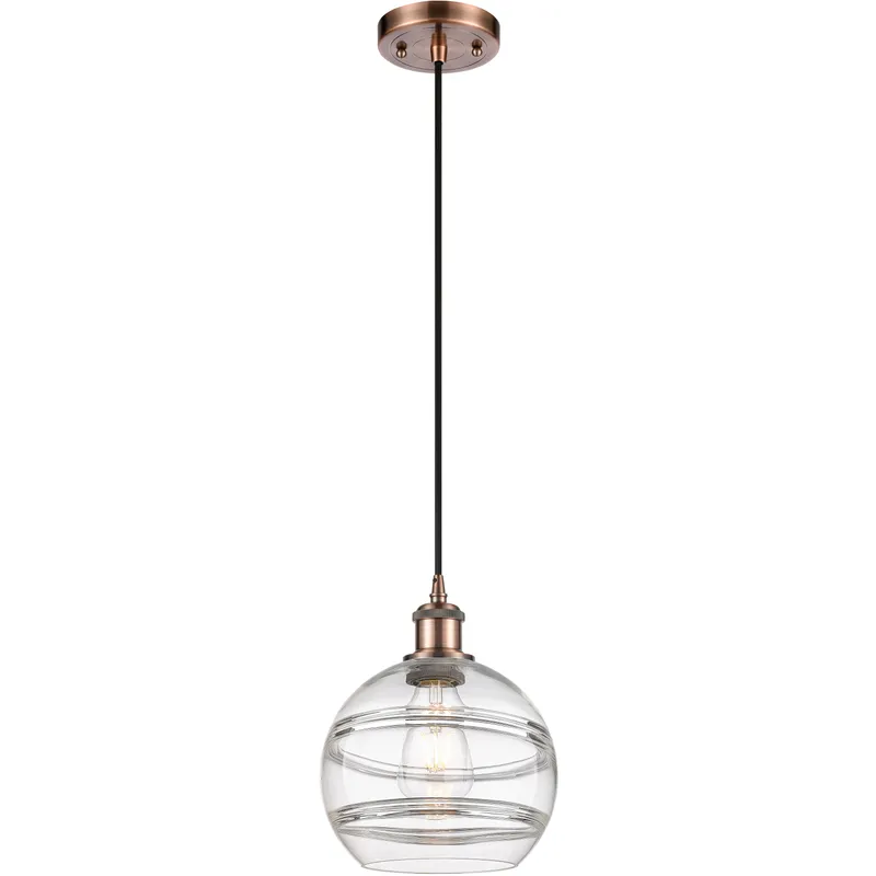 Ballston Rochester 1 Light 8 inch Antique Copper Cord Hung Mini Pendant Ceiling Light