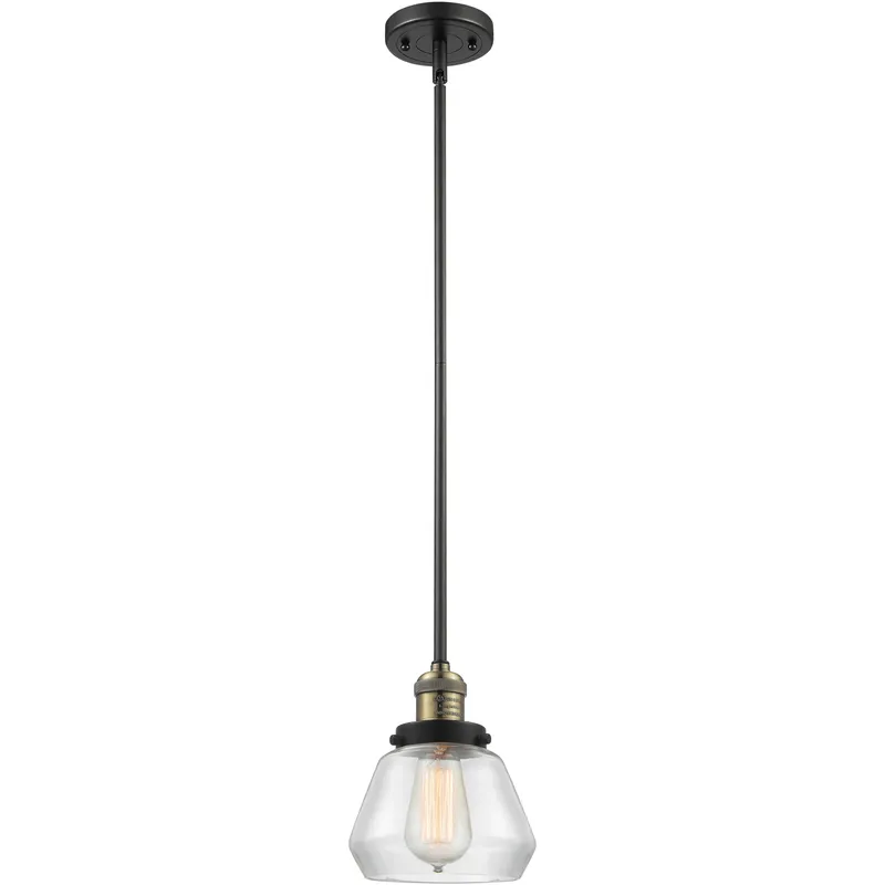 Franklin Restoration Fulton LED 7 inch Black Antique Brass Mini Pendant Ceiling Light in Clear, Franklin Restoration