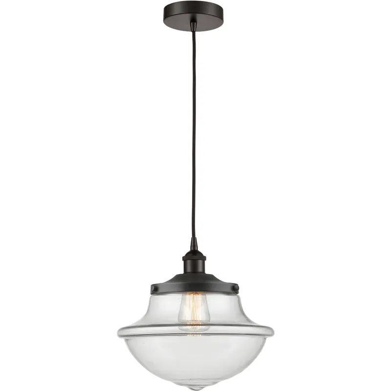 Oxford 1 Light 11.75 inch Oil Rubbed Bronze Mini Pendant Ceiling Light in Clear Glass