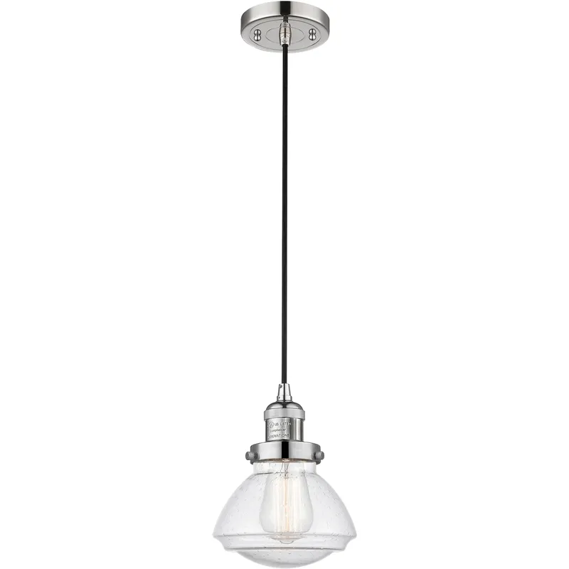 Franklin Restoration Olean 1 Light 6.75 inch Polished Nickel Mini Pendant Ceiling Light in Incandescent, Seedy, Franklin Restoration