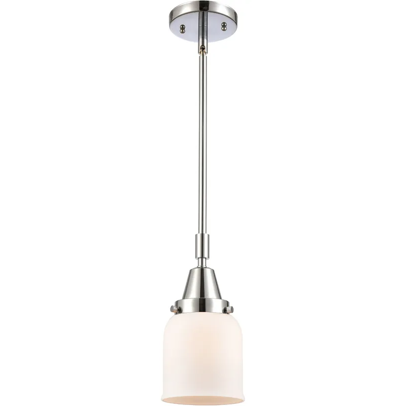 Franklin Restoration Small Bell LED 5 inch Polished Chrome Mini Pendant Ceiling Light in Matte White Glass