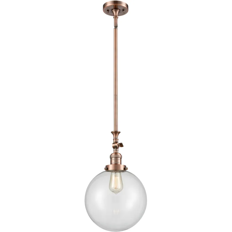Franklin Restoration Beacon 1 Light 10 inch Antique Copper Mini Pendant Ceiling Light in Incandescent, Clear, Franklin Restoration