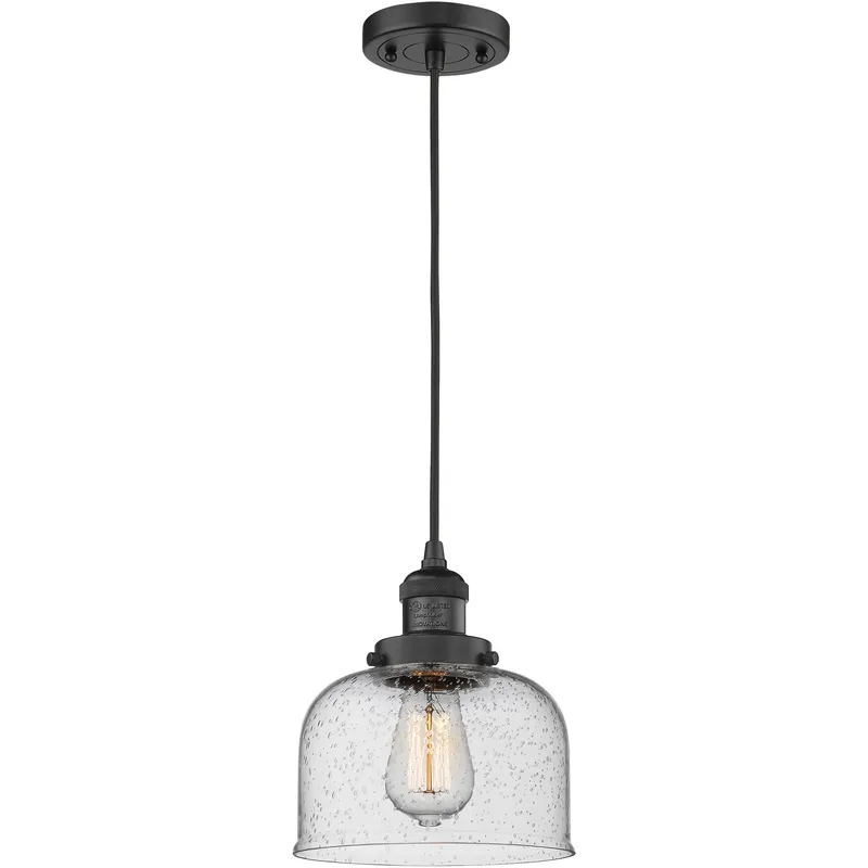 Franklin Restoration Bell LED 8 inch Matte Black Mini Pendant Ceiling Light in Seedy, Franklin Restoration