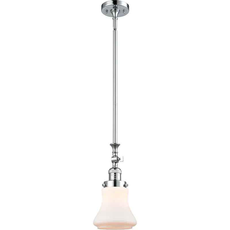 Franklin Restoration Bellmont 1 Light 7 inch Polished Chrome Mini Pendant Ceiling Light in Matte White Glass, Franklin Restoration