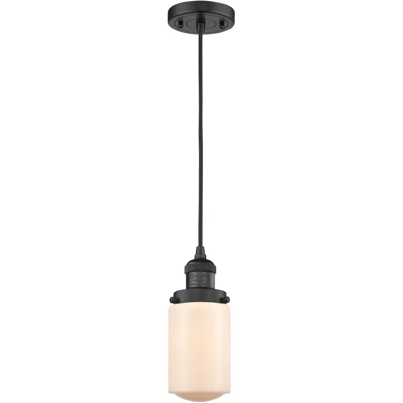 Franklin Restoration Dover LED 5 inch Matte Black Mini Pendant Ceiling Light in Matte White Glass, Franklin Restoration