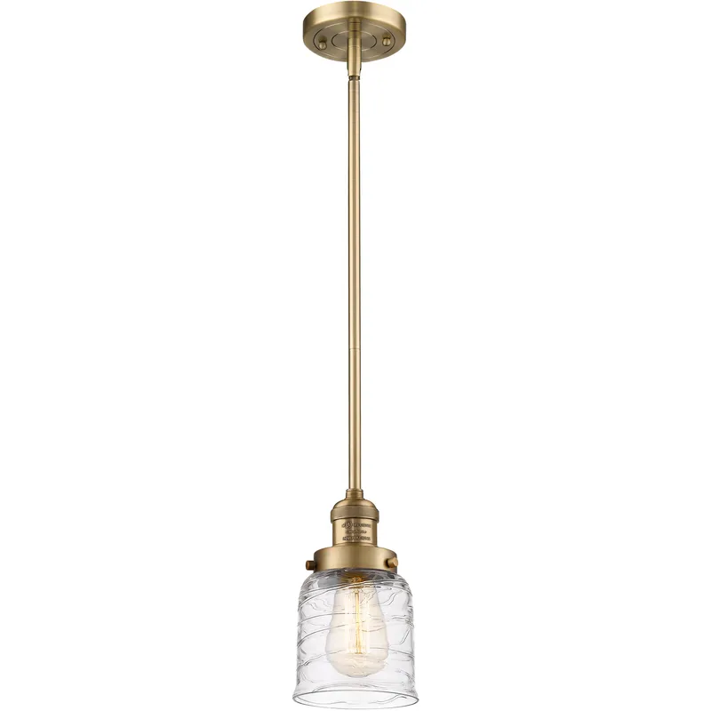 Franklin Restoration Bell 1 Light 5 inch Brushed Brass Mini Pendant Ceiling Light in Incandescent, Deco Swirl