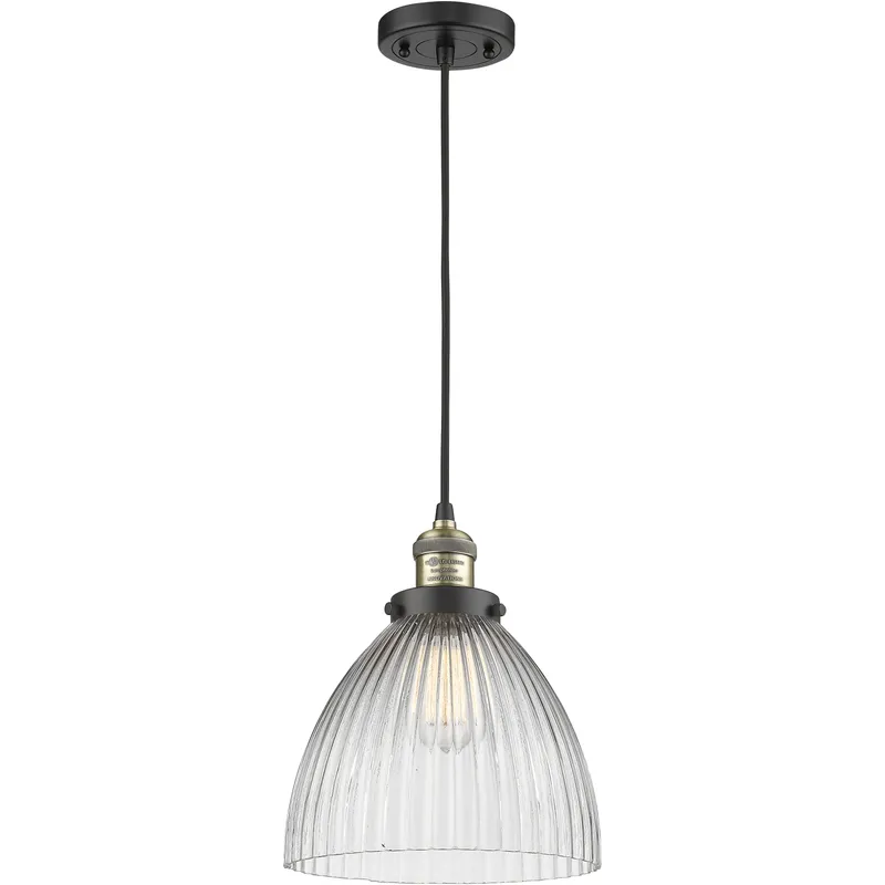 Franklin Restoration Seneca Falls LED 9.5 inch Black Antique Brass Mini Pendant Ceiling Light, Franklin Restoration