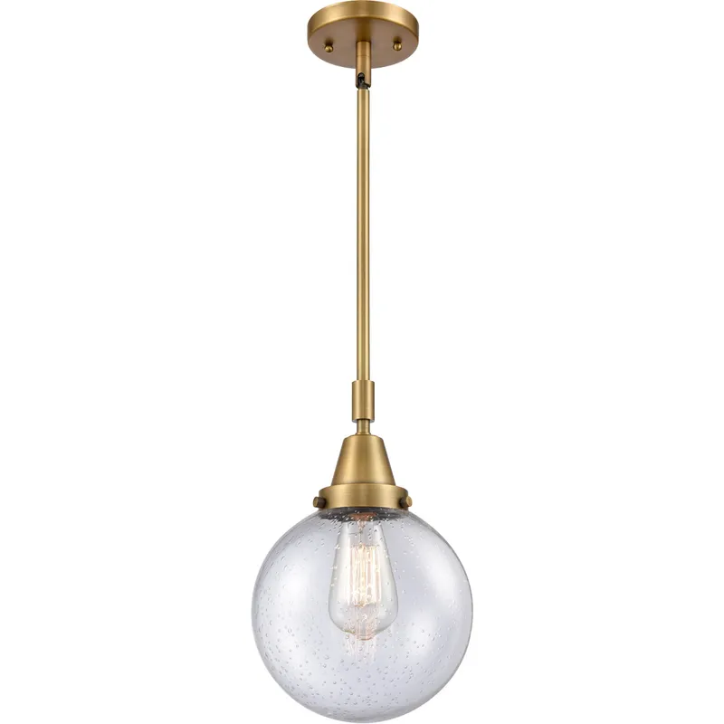 Beacon 1 Light 8 inch Brushed Brass Mini Pendant Ceiling Light in Seedy Glass