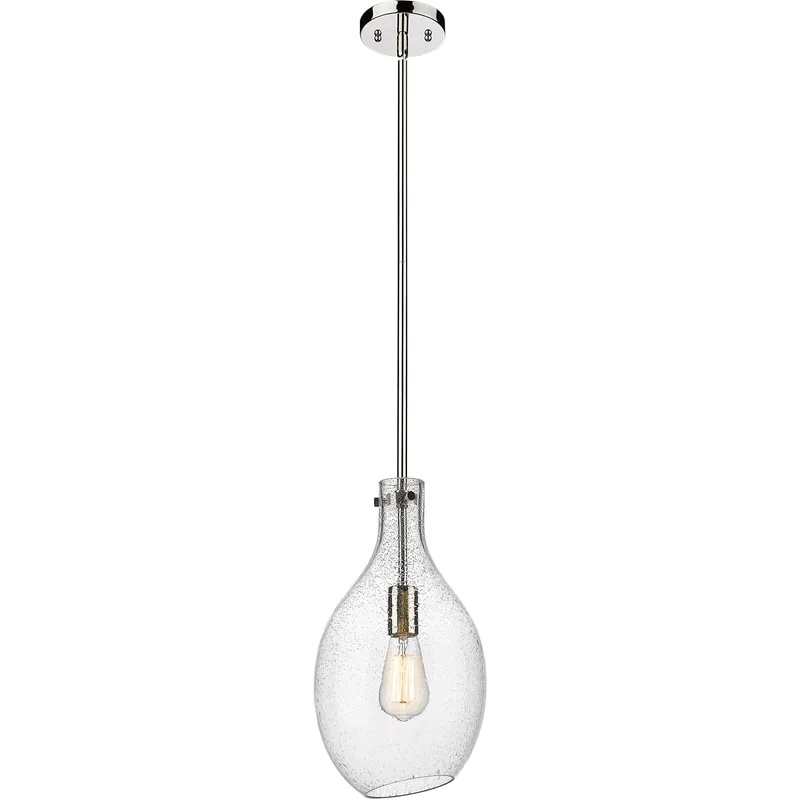 Norwalk 1 Light 9 inch Polished Nickel Mini Pendant Ceiling Light in Seedy Glass