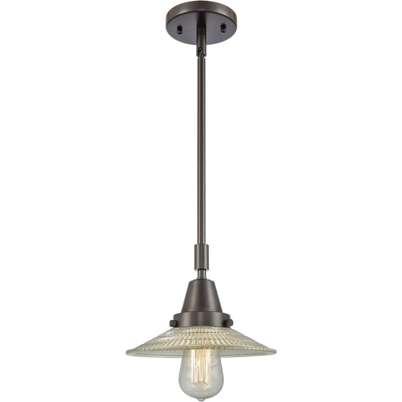 Franklin Restoration Halophane LED 8.5 inch Oil Rubbed Bronze Mini Pendant Ceiling Light in Clear Halophane Glass