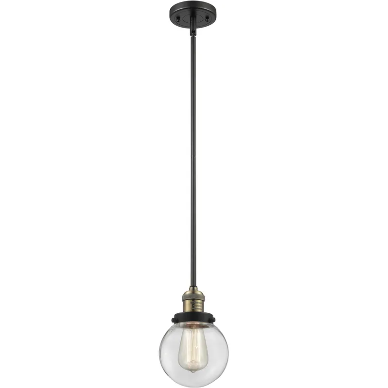 Franklin Restoration Beacon LED 6 inch Black Antique Brass Mini Pendant Ceiling Light in Clear, Franklin Restoration