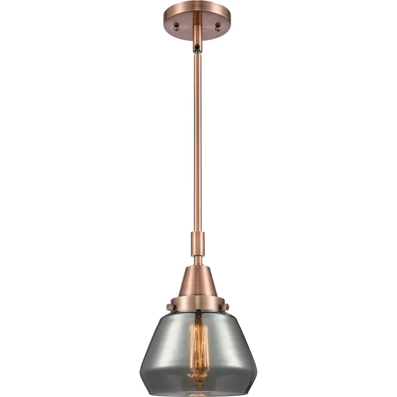 Franklin Restoration Fulton LED 7 inch Antique Copper Mini Pendant Ceiling Light in Plated Smoke Glass
