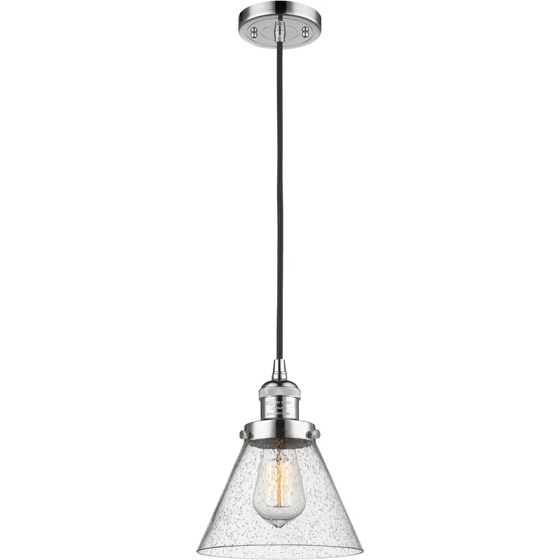 Franklin Restoration Cone LED 8 inch Polished Chrome Mini Pendant Ceiling Light in Seedy, Franklin Restoration