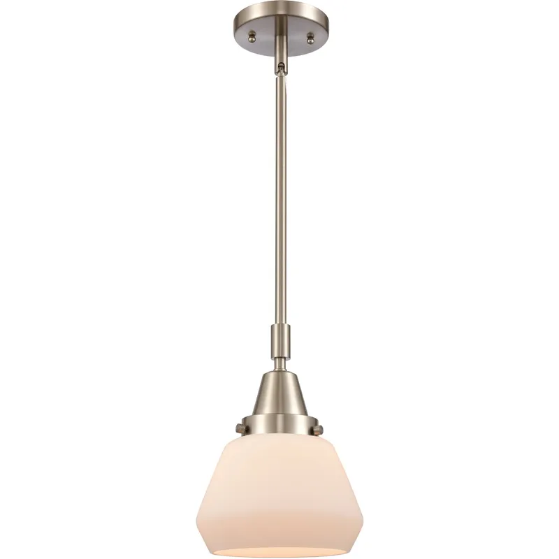 Franklin Restoration Fulton LED 7 inch Brushed Satin Nickel Mini Pendant Ceiling Light in Matte White Glass