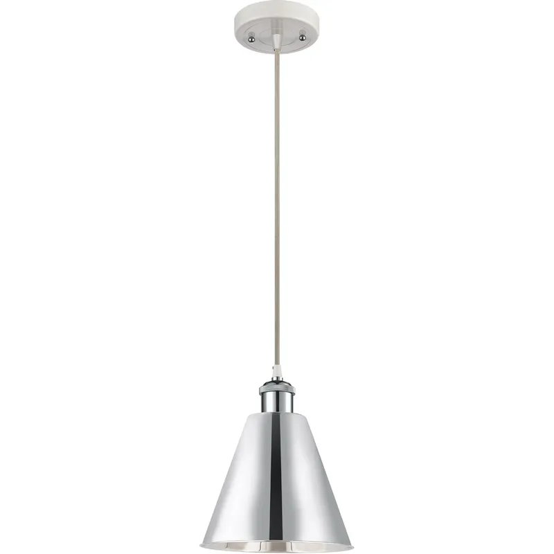 Ballston Cone LED 8 inch White and Polished Chrome Mini Pendant Ceiling Light