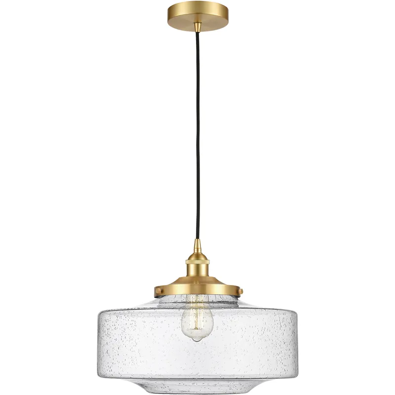 Bridgeton 1 Light 16 inch Satin Gold Mini Pendant Ceiling Light in Seedy Glass