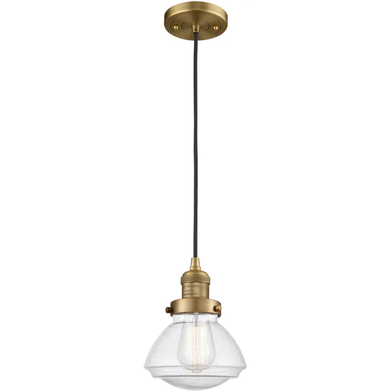 Franklin Restoration Olean LED 6.75 inch Brushed Brass Mini Pendant Ceiling Light in Seedy, Franklin Restoration