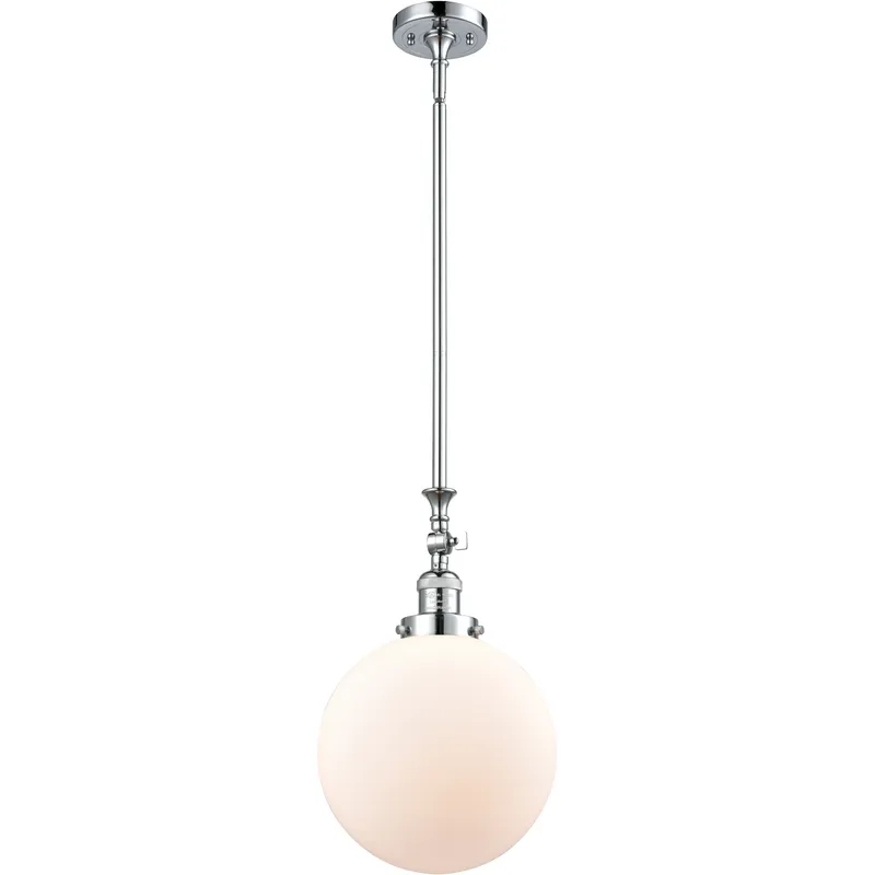 Franklin Restoration Beacon 1 Light 10 inch Polished Chrome Mini Pendant Ceiling Light in Incandescent, Matte White, Franklin Restoration